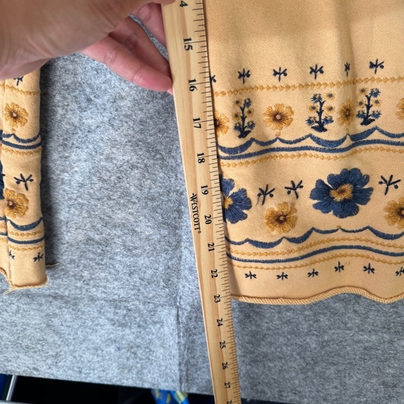 Driftwood Tan Floral Embroidered Lounge Pants | Boho Cotton Size Small - Picture 6 of 16